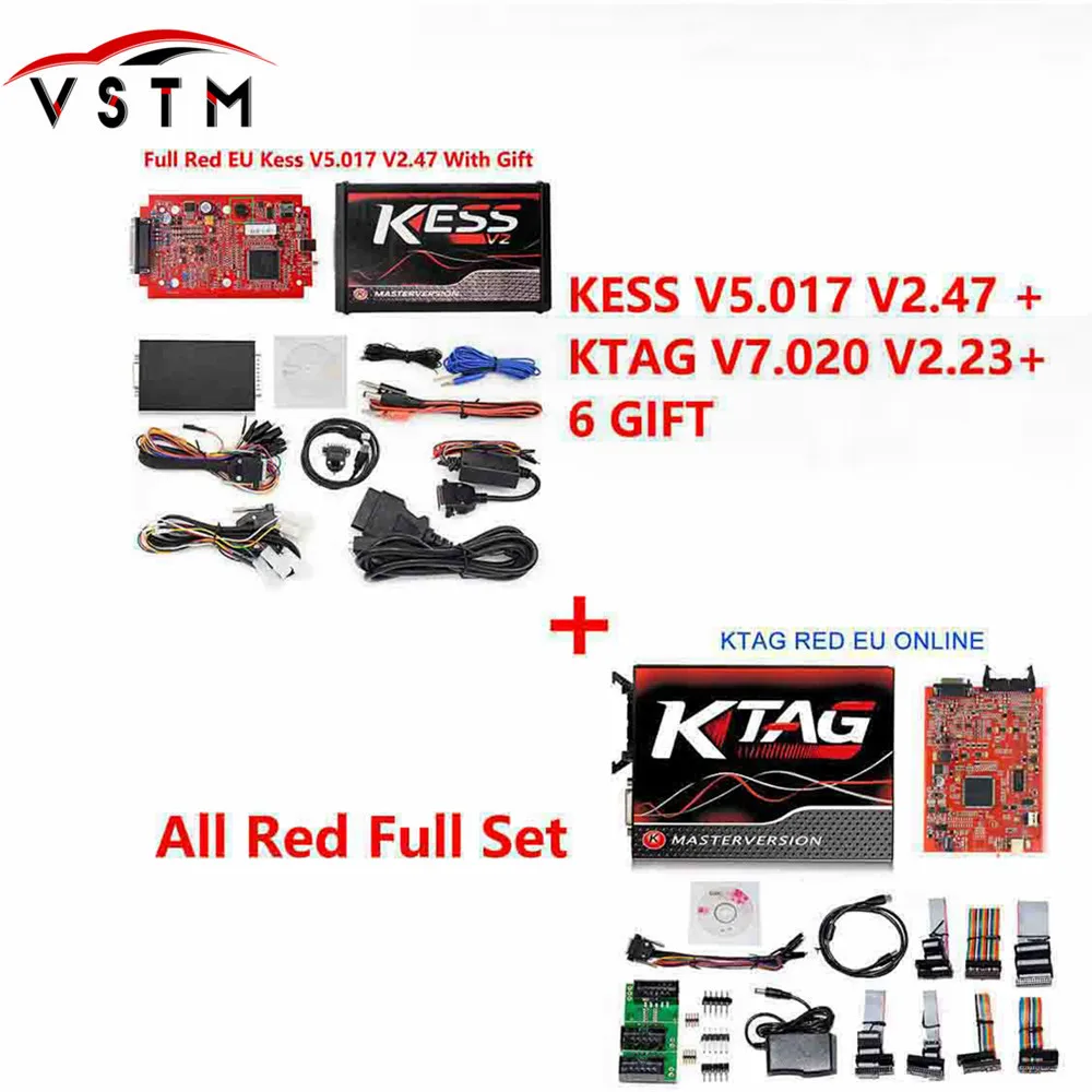 V2.47 V2.23 KESS V2 KTAG 7 020 4 светодиода красная печатная плата версия для ЕС 5 017 чип