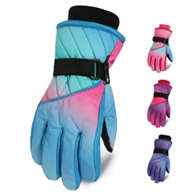Зимние водонепроницаемые перчатки для катания на лыжах, перчатки для спорта на открытом воздухе, детские перчатки