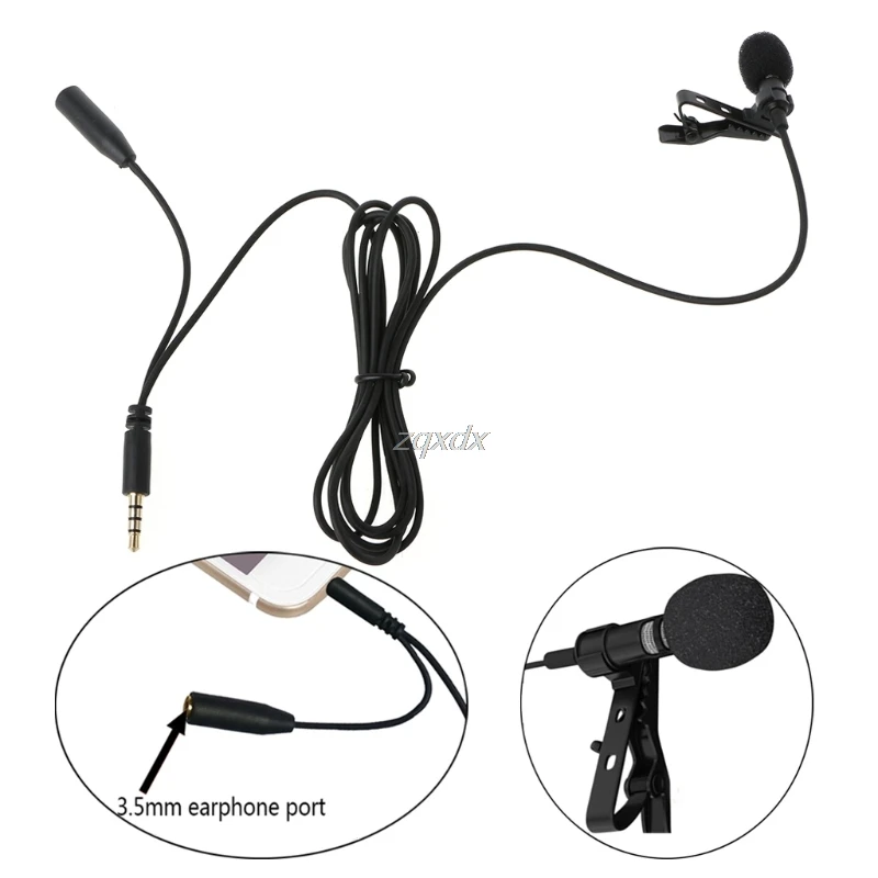 Clip On Lapel Hands Free Microphone Mic For PC Laptop Tablet Cell Phone