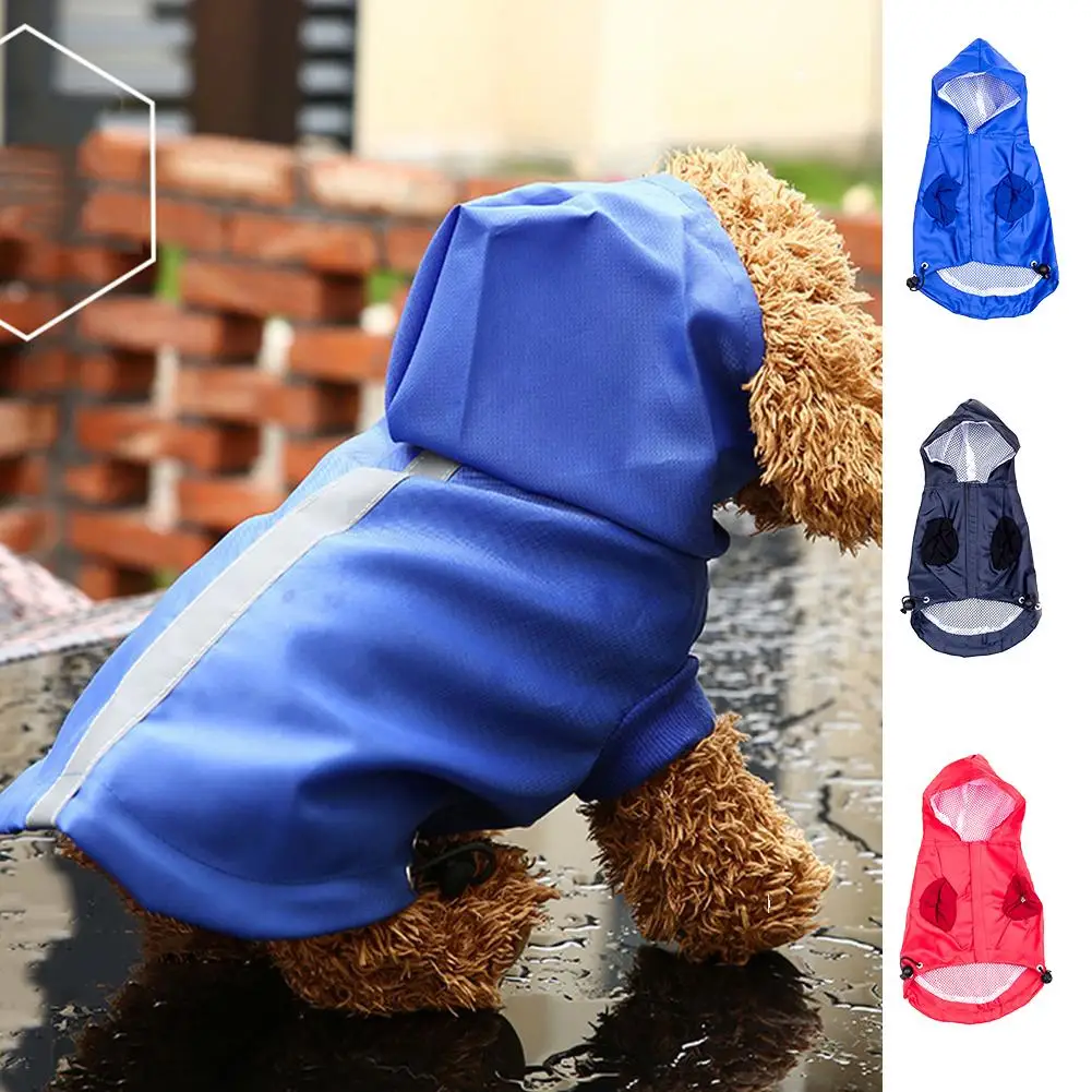 Dog Raincoat New Pet Dog Waterproof Rain Proof Hooded Raincoat Elastic