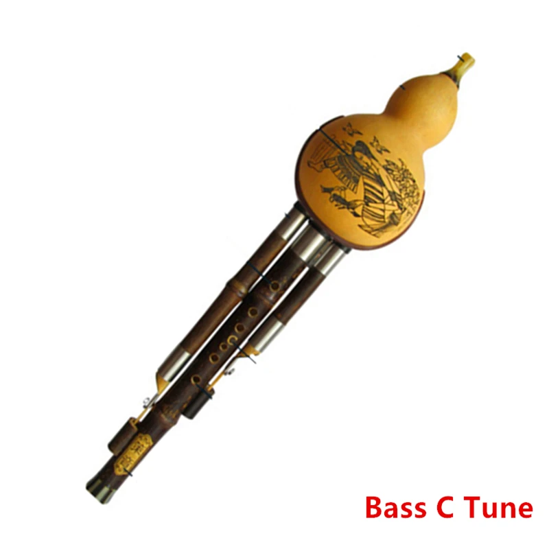 

Black Bamboo Gourd Flauta Hulusi Bass C/D Three Tone Hulusi Flute Folk Instrument Professional Calabash Hulusi flute Bass C Dkey