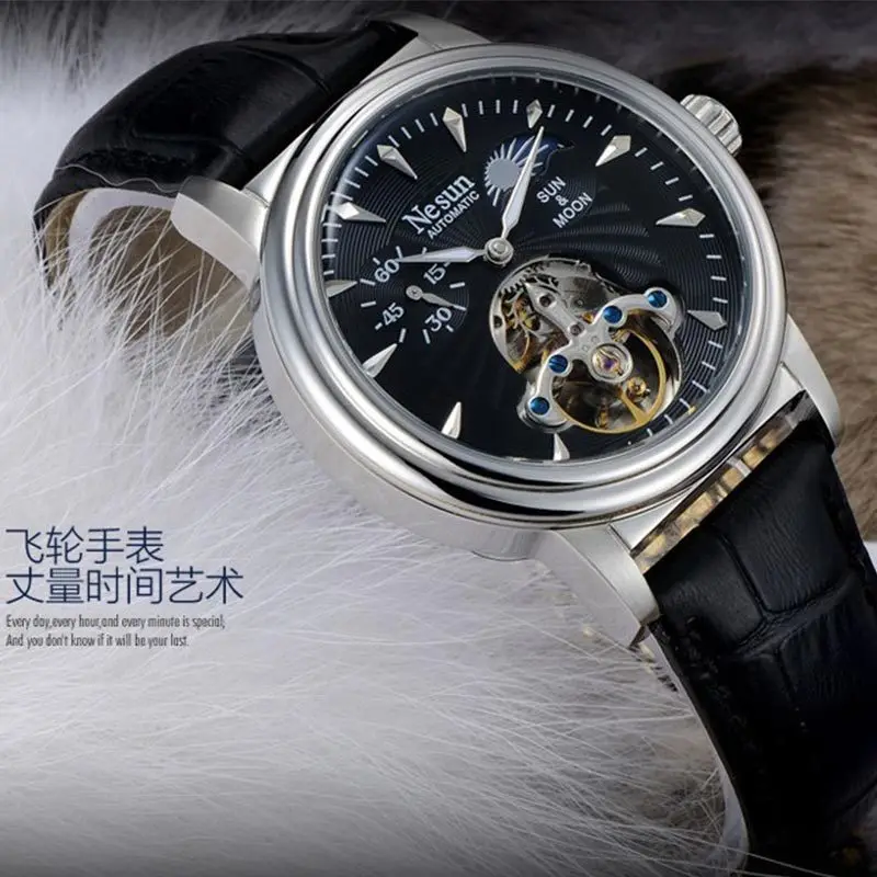 Nesun Skeleton Tourbillon часы мужские швейцарские роскошные брендовые автоматические