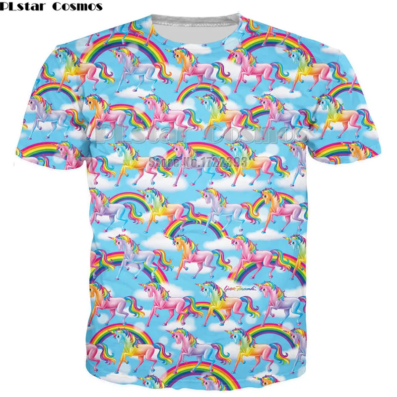 

PLstar Cosmos New Fashion Mens 3d T shirt Unicorn Letters T-Shirt Women/Men Short Sleeve T shirts Rainbow Unicorn Tops Tees