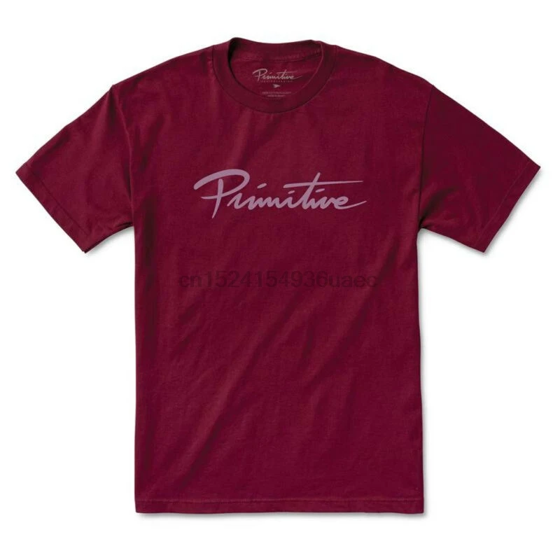 

Primitive Skate Men's Nuevo Script Short Sleeve T Shirt Burgundy Tee T-Shirts Cl