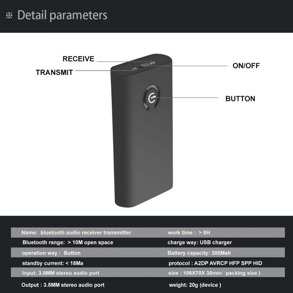 DISOUR CSR57E6 аудио беспроводной адаптер 2 в 1 Bluetooth передатчик приемник 3,5 мм стерео APTX Bluetooth приемник для ТВ автомобиля