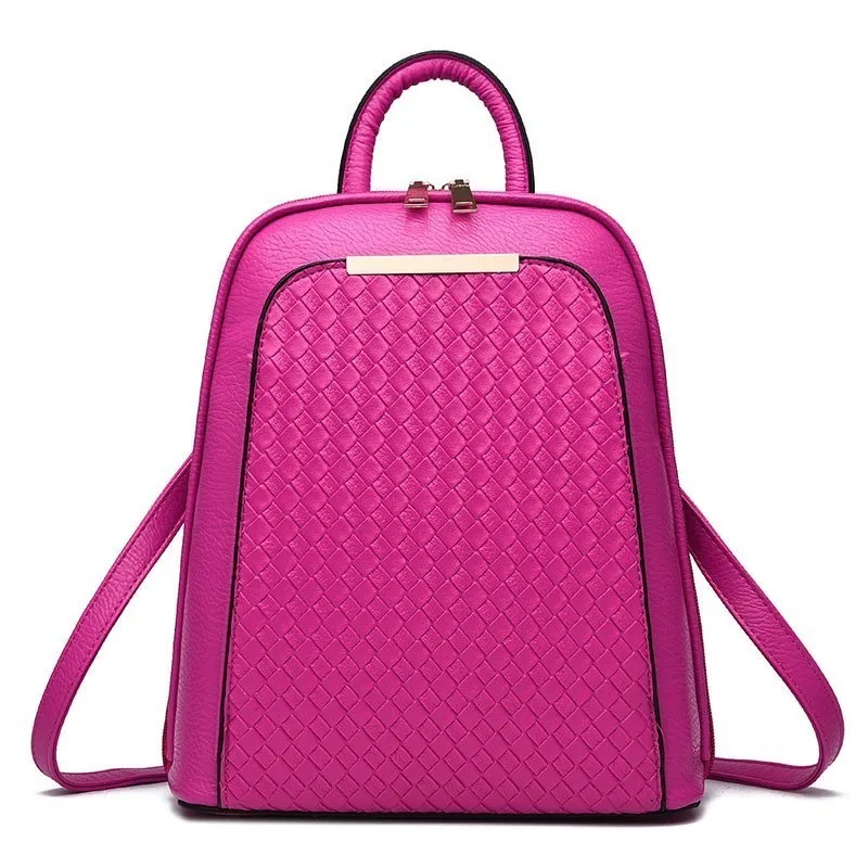 Herald, модный роскошный женский рюкзак, новинка, женский, для ноутбука, рюкзаки, большая емкость, из искусственной кожи, школьные сумки для девочек-подростков - Цвет: Ярко-розовый