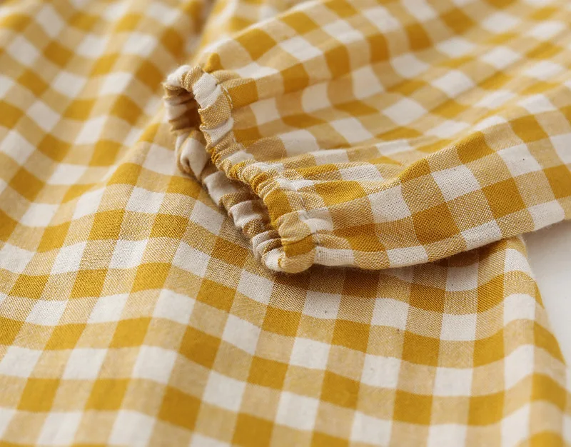 Long Sleeve Girls Dress in Girls' Dresses for Partry and Wedding Princess Dress Peter Pan Collar Yellow Plaid Baby Girls Dresses (5)