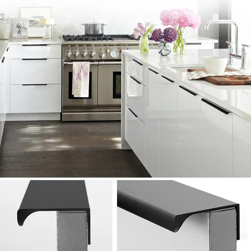 Drawer Dark Handle Modern Minimalist Invisible Handles Door Black Long Handle Knob Cabinet Closet Pulls Hidden