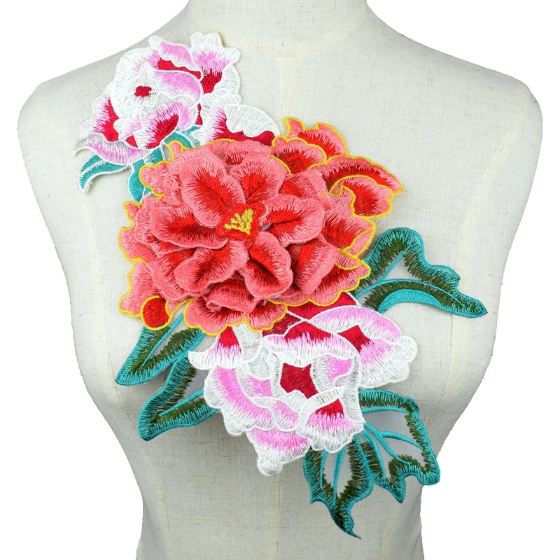 

3D Flower lace embroidered sequins patch apliques de roupa flores bordada applique sew on patches for clothing