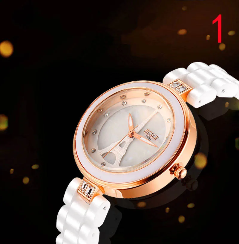 

wu's Fashion net red cold wind ceramic waterproof quartz watch female students version of the simple trend