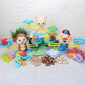 

New Number Balance Math Games Montessori Toy Toddler Early Educational Interactive Math Toy Dog Monkey For Kids 3 Year Old Baby