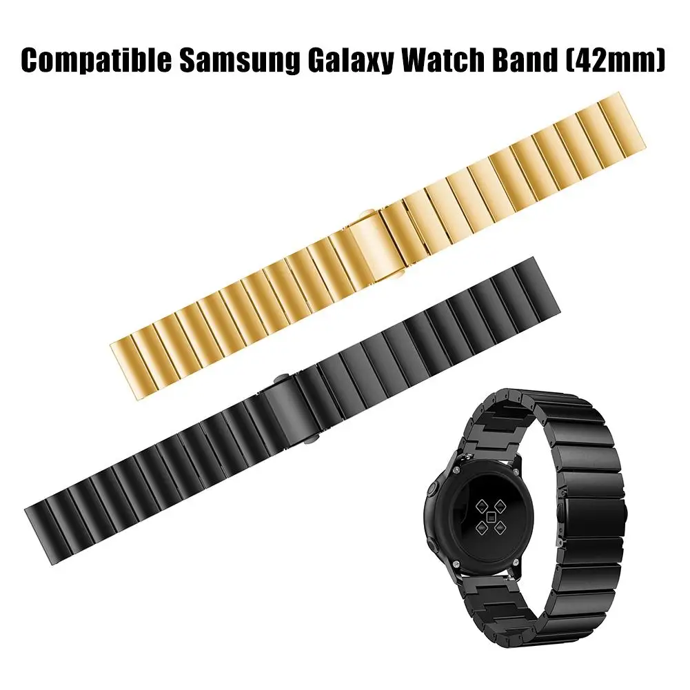 

20MM for Samsung Galaxy Watch 42MM Stainless Steel Strap Solid Beaded Chain Steel Belt Metal Replacement Strap