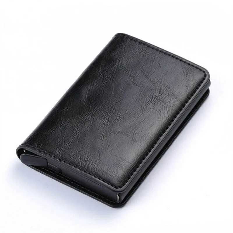 Antitheft Rfid Blocking Wallet Metal Credit Card Holder Automatic Elastic Vintage Aluminum Wallet PU Leather Pass Port Holder Antitheft Rfid Blocking Wallet Metal Credit Card Holder Automatic Elastic Vintage Aluminum Wallet PU Leather Pass Port Holder