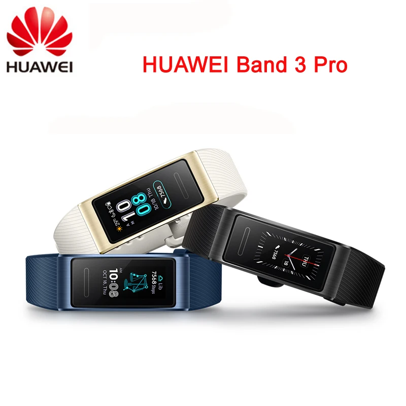 Оригинальный Смарт браслет Huawei Band 3 Pro с GPS металлическая рамка полноцветный Amoled