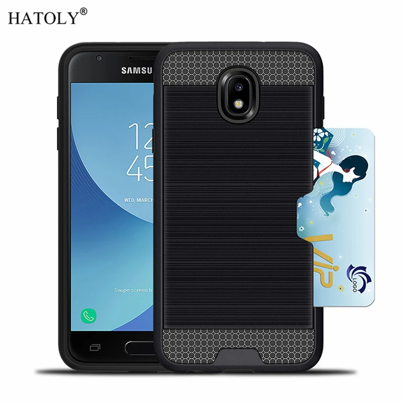 For Samsung Galaxy J7 2018 Cover Shockproof Brushed Armor Rugged Silicone Phone Case for With Card Slot |