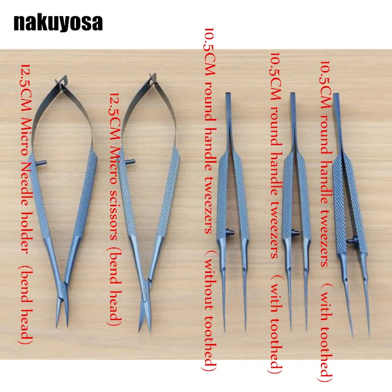

5pcs/set ophthalmic microsurgical instruments 12.5cm scissors+Needle holders +tweezers Titanium alloy surgical tool