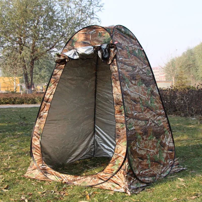 Camouflage Portable Privacy outdoor watching Pop Up Tent silver coated