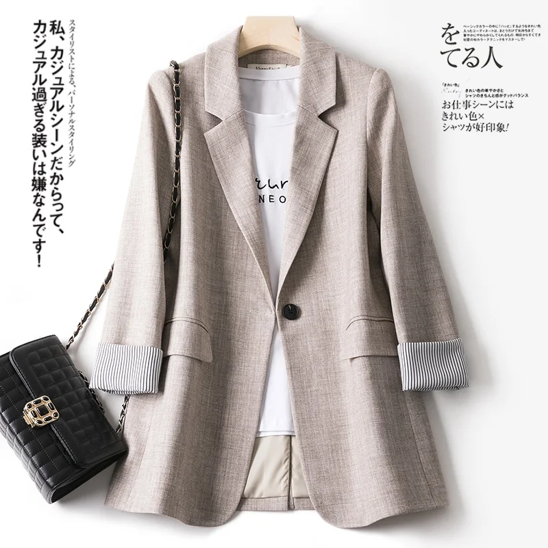 Shuchan Women Blazers Feminino Long Jackets Women Notched Single Button Solid Bleizer Mujer 2019 Office Lady jacket women autumn