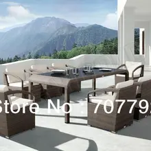 9 шт. обеденный стол стулья ротанга сад Мультиплеер обеденный комплект для банкета