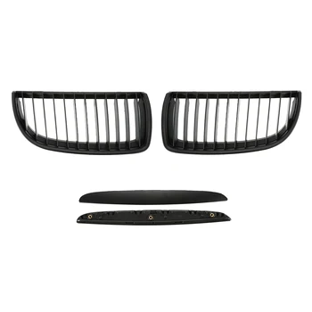 

1 Pair Double Slat Front Kidney Grille Grill For BMW E90 E91 4 Door 2004 06 07 2007 Gloss Black Matt Black Color 1/2 Line