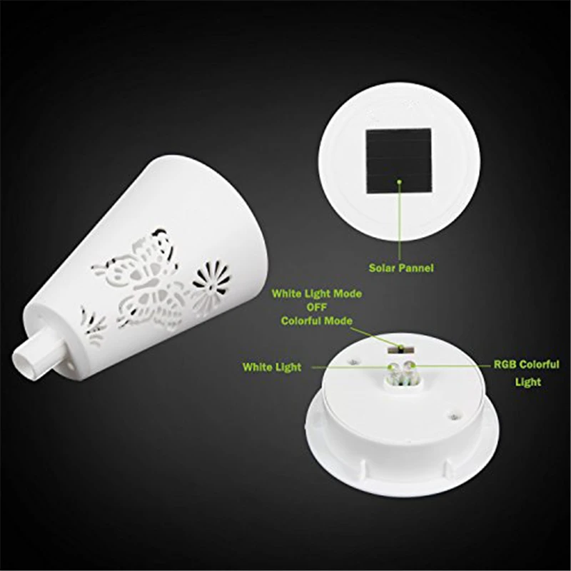 New 3 Pcs/Box Solar Lawn Lamp LED Hollow Butterfly Projection Light Garden Path Light 7-Color Adjustable White Dual Mode