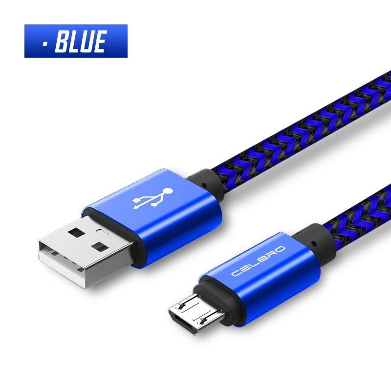 Micro USB кабель для зарядки 0,2 м 1 м 2 м 3 м кабель для зарядки мобильных телефонов для Xiaomi Redmi Note 6 5 Pro 6A samsung A7 M10 - Тип штекера: Blue Cable