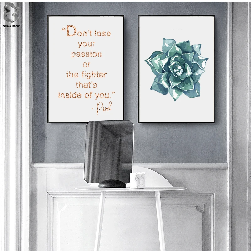 

Succulent Plant Canvas Posters and Prints, Wall art Quotes Painting Picture for Living Room Scandivanian Fresh Home Decor