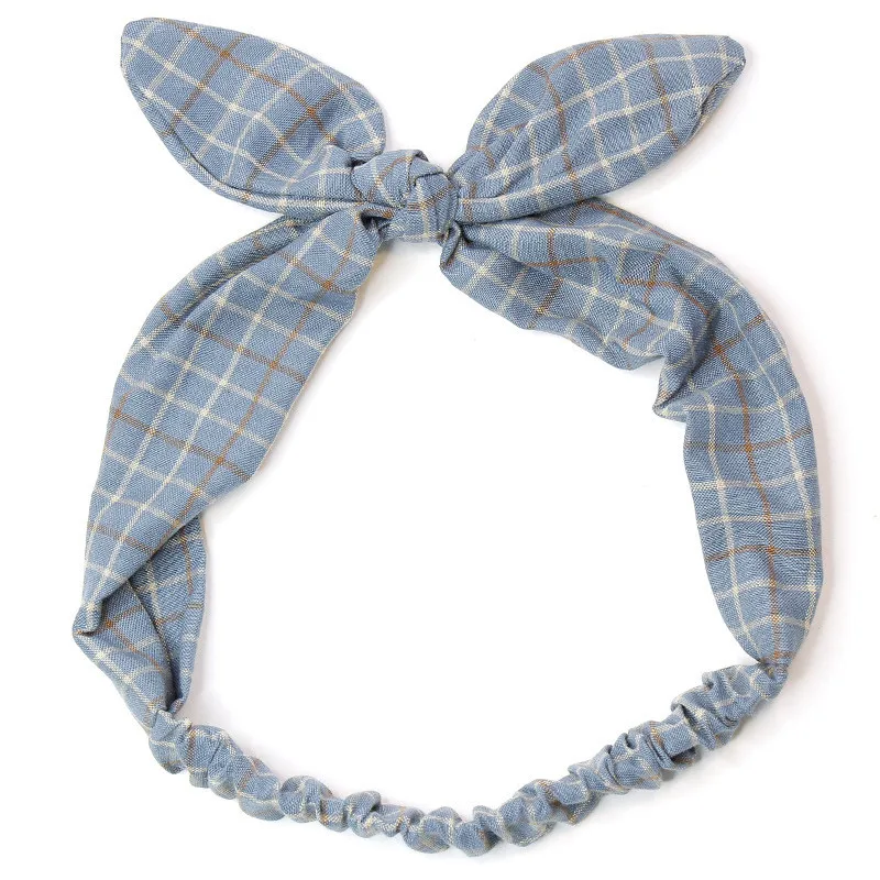 2Lovely Grid Rabbit Ears Hair Band for Girls Infant Hair Accessories Headwrap Make Up Sweet Little Girl's Bow Headband Turbans