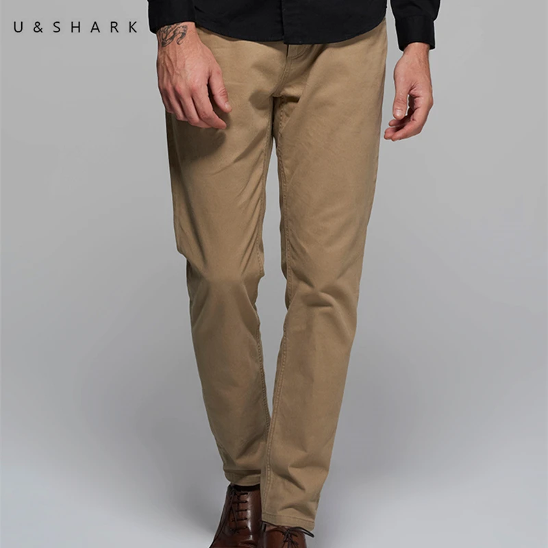 U Shark High Quality Designer Casual Khaki Pants Regular Brand Men Workwear Luxury 2017 Spring Cotton