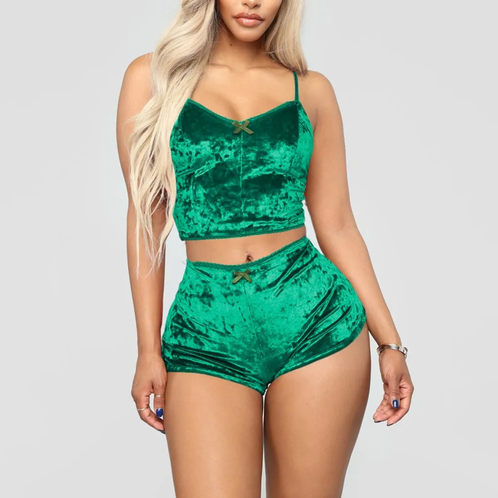 

2 Pcs Two Piece Suit Womens Set Sleeveless Split velour tracksuit Casual Short Casual Outfit Sportswear DouDouLu set suit