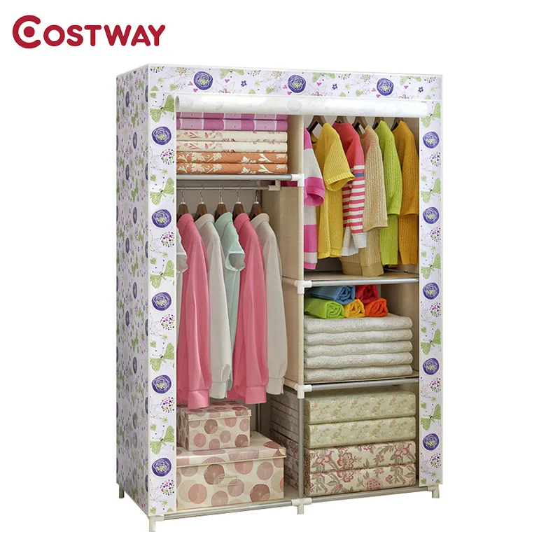 COSTWAY Bedroom Non woven Wardrobes Cloth Storage Saving ...