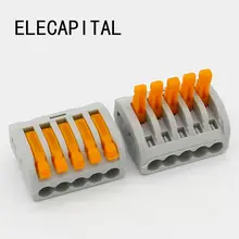 5 pces 222-415 tipo 5 p universal compacto fio PCT-215 conector de condutores do bloco de terminais