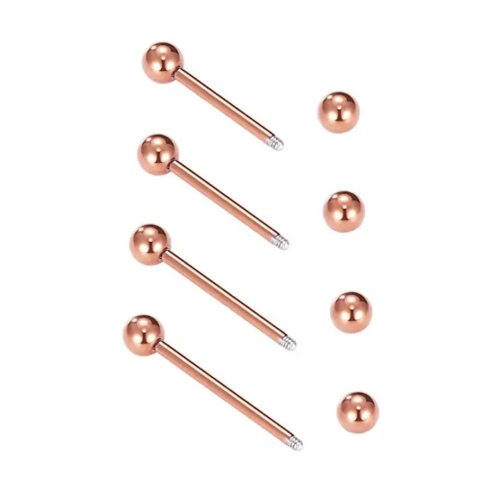 

Matewei 4PC 6/8/10/12mm 16G Surgical Steel 3mm Ball Eyebrow Piercing Barbell Lip Tongue Nose Piercing Bar Ring