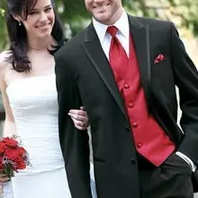 Лидер продаж черные свадебные костюмы для мужчин, черный костюм жениха с красным жилетом, Пользовательские Свадебные смокинги, на заказ мужские пальто костюм Homme