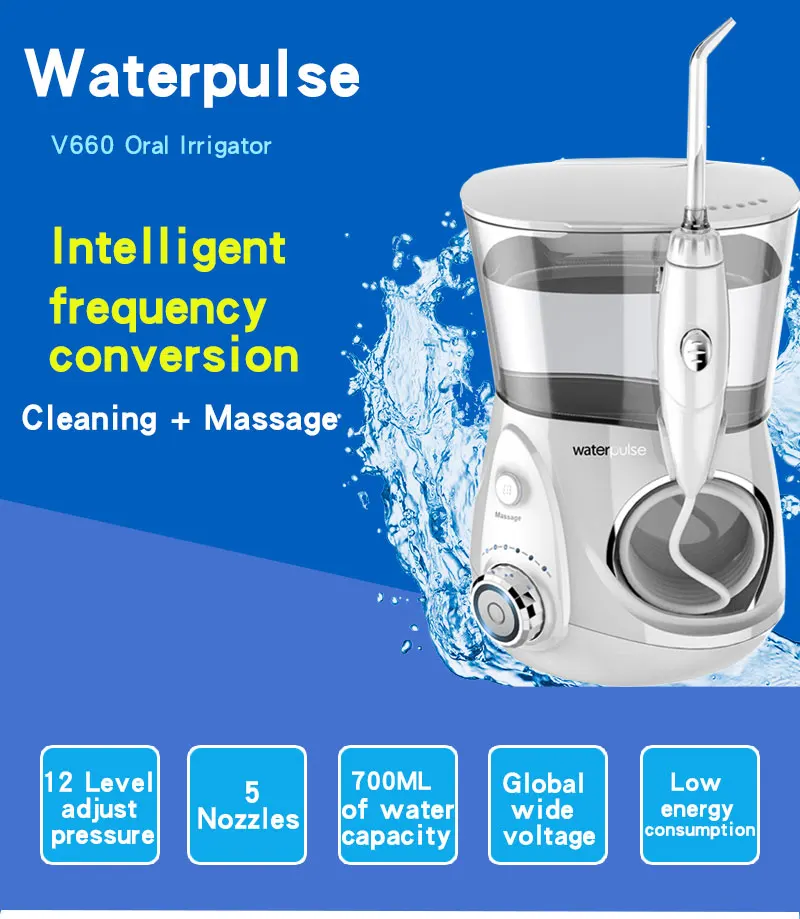 Waterpulse v660r зубные воды Вышивка Крестом Нить er Pro зубные Вышивка Крестом Нить орошения с чистой массаж Функция зуб Вышивка Крестом Нить Ирригатор для полости рта