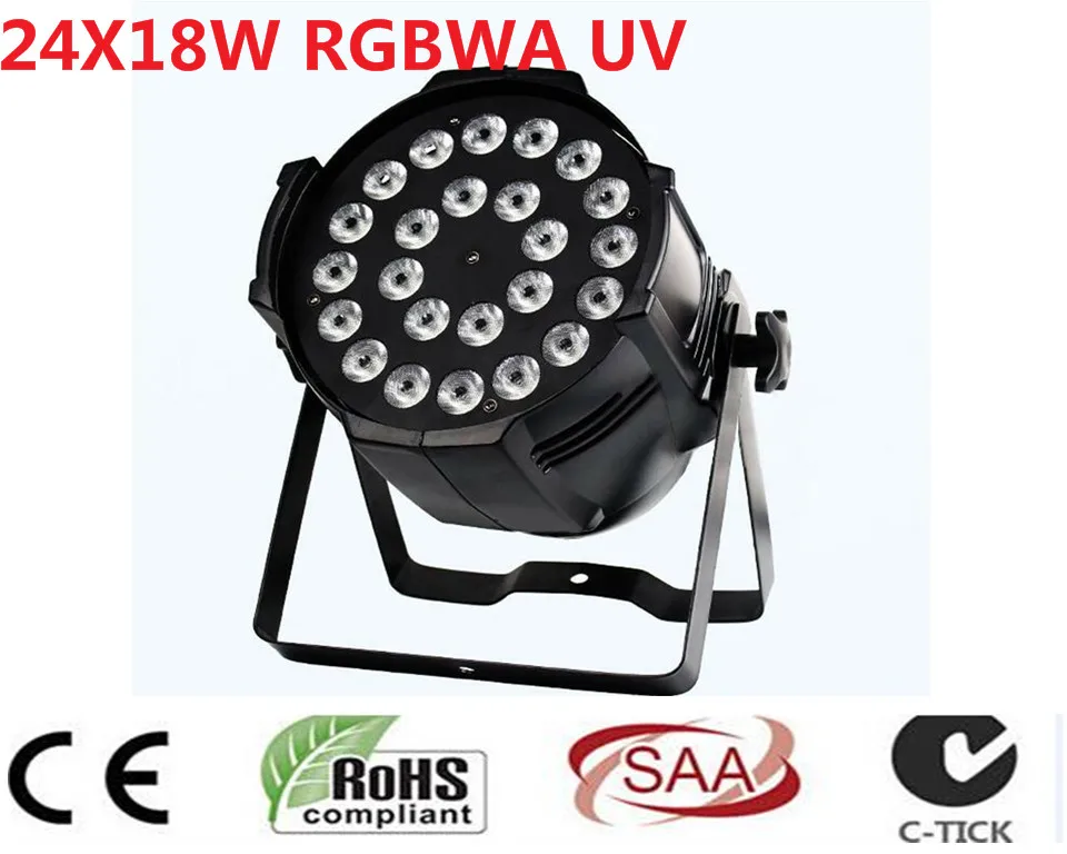 24x18W RGBWA+UV 6in1 LED Par LED Luxury DMX Led Flat Par Lights dj ...