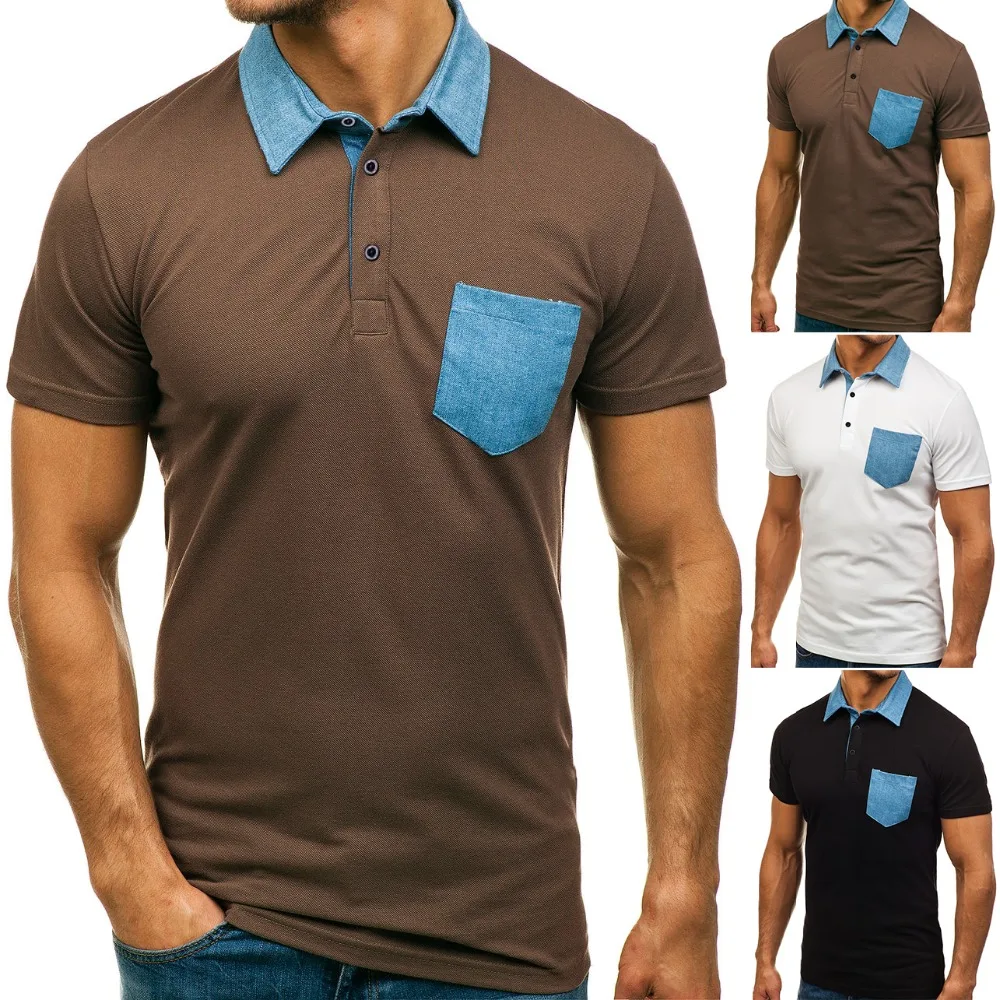 Drop Shipping Men Polo Shirt 2019 Summer Cotton Breathable Polo Slim Fit Male Tops Casual Pocket