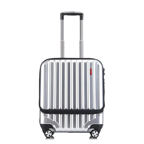 CHENGZHI 1" дюймов бизнес-кабина чемодан передний карман сумка на колесиках с сумкой для ноутбука - Цвет: silver