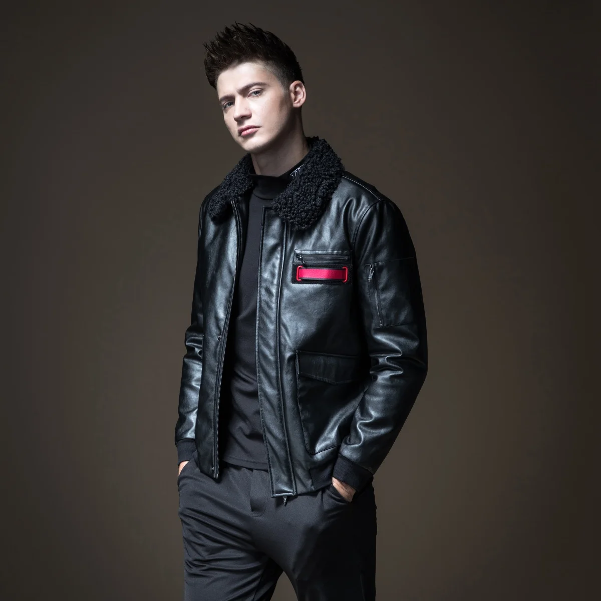 Chaquetas Hombre мужская одежда Pinli, новая осенняя мужская одежда из овечьей шерсти с хлопковой подкладкой, пальто из искусственной кожи с отворотами B184105603