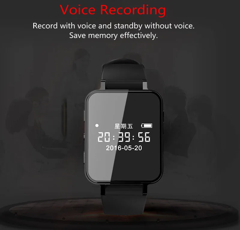 Digital Voice Recorder 8G Professional Voice Actived Recorder Noise Reduction Recorder Wearable Pedometer Watch Sport Bracelet