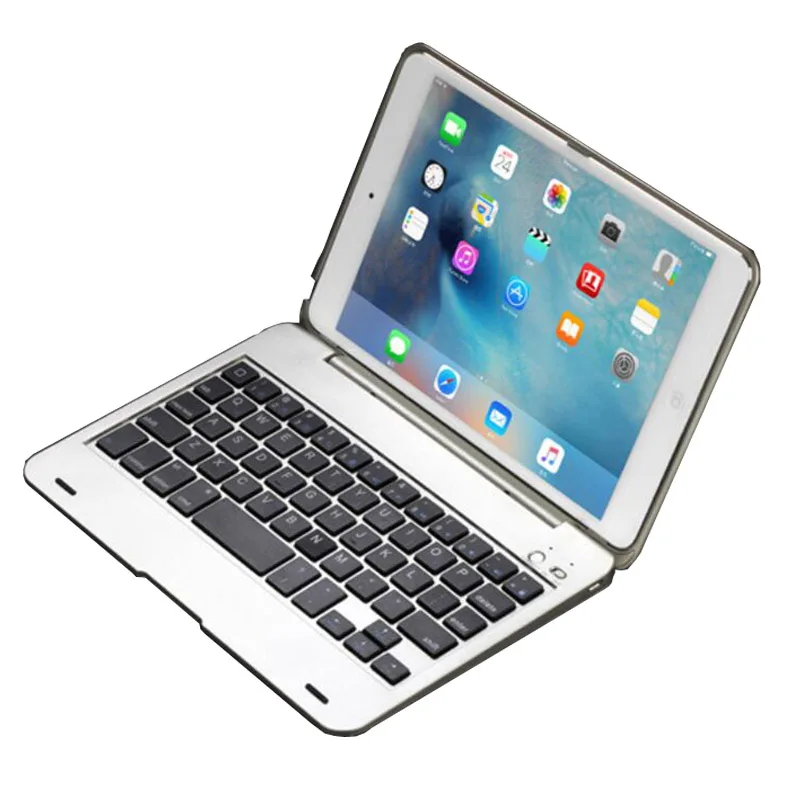 Silver ABS Coque для iPad чехол для мини-клавиатуры Bluetooth беспроводная клавиатура флип-чехол Подставка для iPad mini 2 mini 3 чехол с клавиатурой - Цвет: Silver