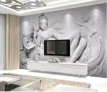 Custom Wall Mural Modern Art Painting Mural Wallpaper European 3D embossed black and white nude beauty angel background wall Custom Wall Mural Modern Art Painting Mural Wallpaper European 3D embossed black and white nude beauty angel background wall