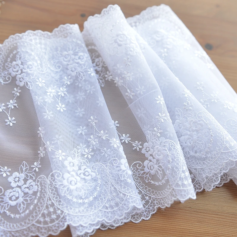 Lace accessories Bleached white net cloth embroidery lace Clothing