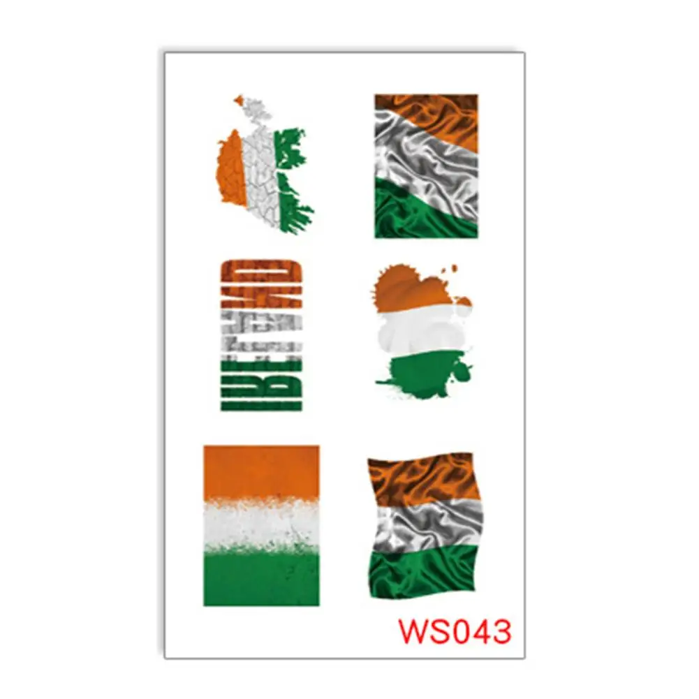 

100Pcs St Patrick's Day Irish Flag Clover Temporary Tattoo Face Sticker Decal