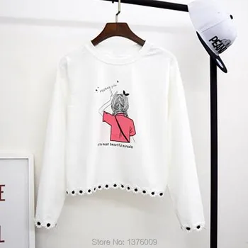 

Harajuku Style Girls T Shirt Spring Autumn Long Sleeve Shirts Mori Girls Flower Lace Crew Neck Casual Student Tops Women Tee