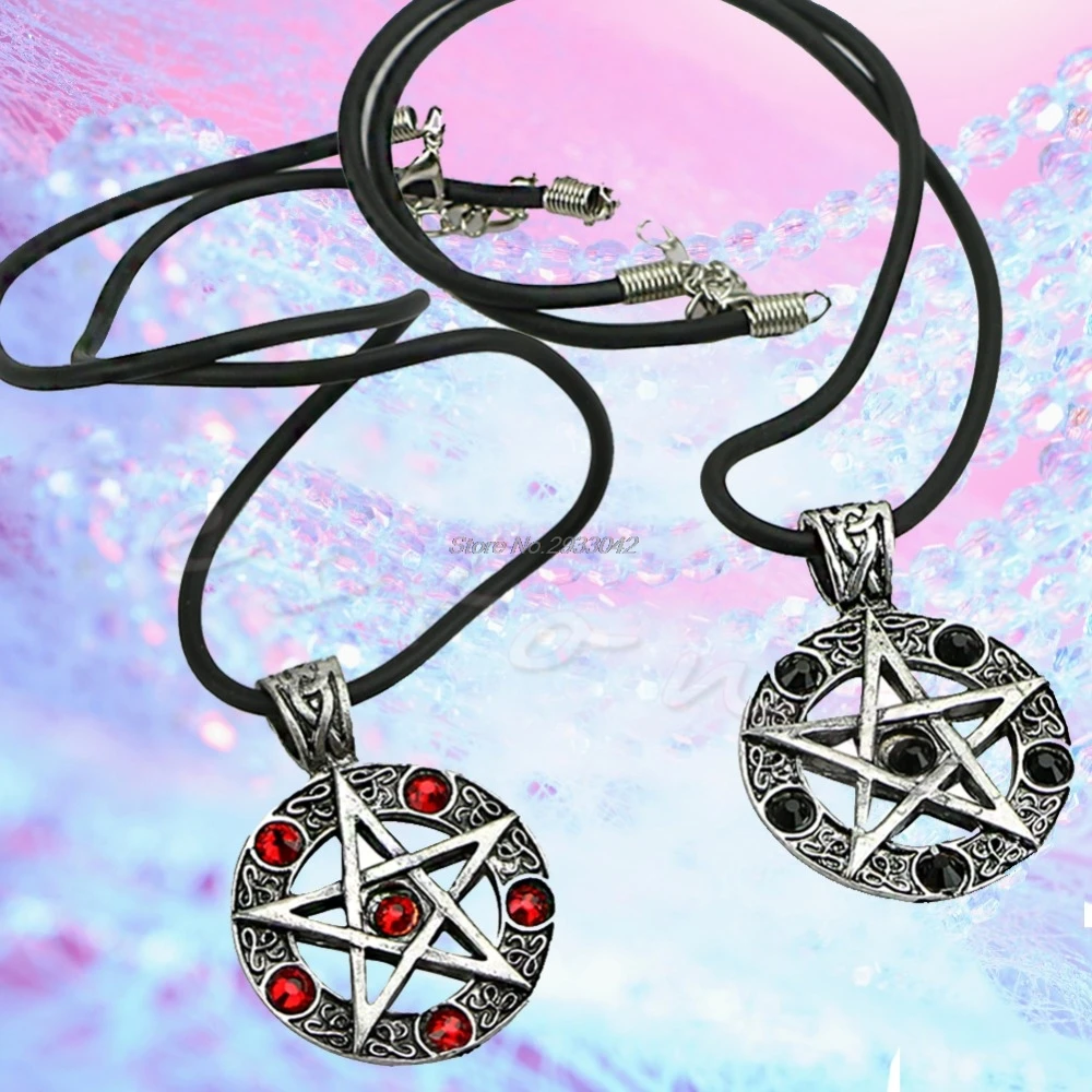 

1Pc Fashion Invert Pentacle Pentagram Star Pewter Pendant Cosplay colar Necklace -W128