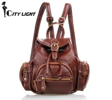 2016 Haute qualité école sac femmes sac à dos épaules voyage femelle sacs mini petits sacs doux véritable sac en cuir freeshipping