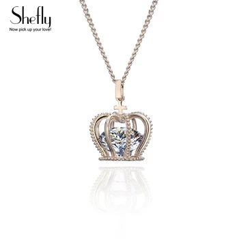 

Hot Queen Crown Necklace&Pendant With AAA CZ Zirconia Coffee Gold/Silver Color Fashion Necklaces Gift For Women XL08411