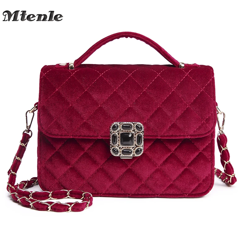 Mtenle Women Bag Velvet Handbag Crossbody Bags Quilted Chain Mtenle Women Bag Velvet Handbag Crossbody Bags Quilted Chain Pochette Sac Femme Shoulder Messenger Winter Red F In From