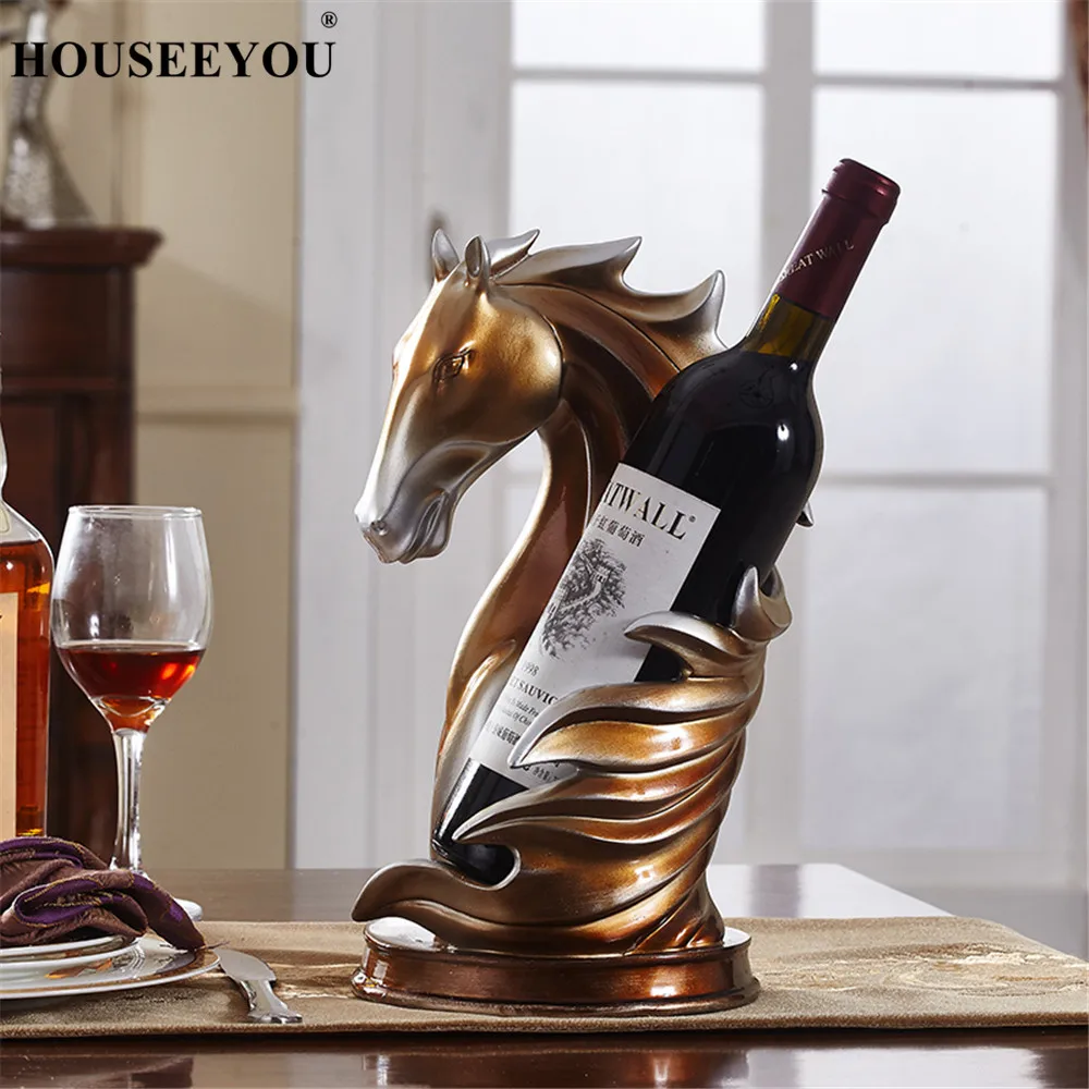 

Artistic Abstract Horse Head Wine Rack Bottle Holder Ornamental Resin Creative Sculpture Wine Shelf Organizer Bar Decor Crafts